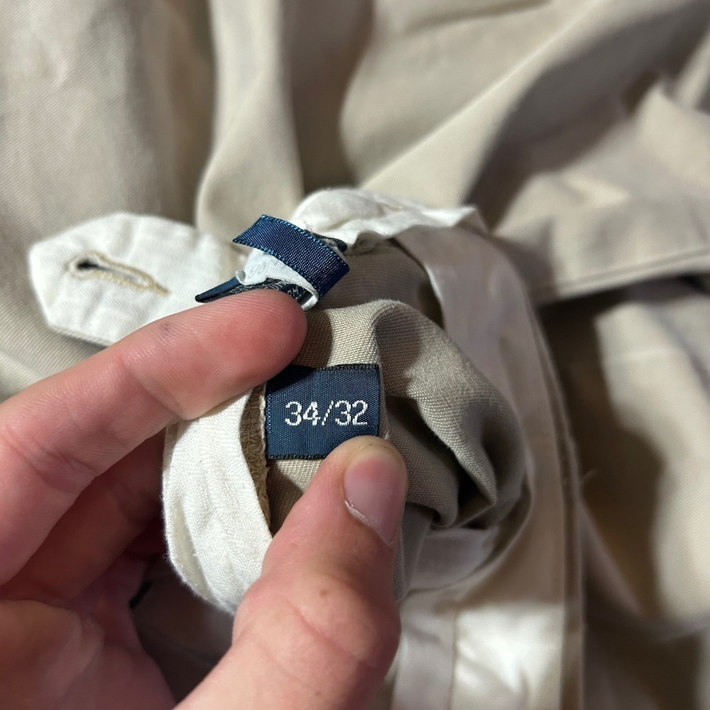 VTG Y2K Polo Ralph Lauren Preston Pant Mens 34/32 Khaki Tan Cotton Straight - Picture 3 of 9
